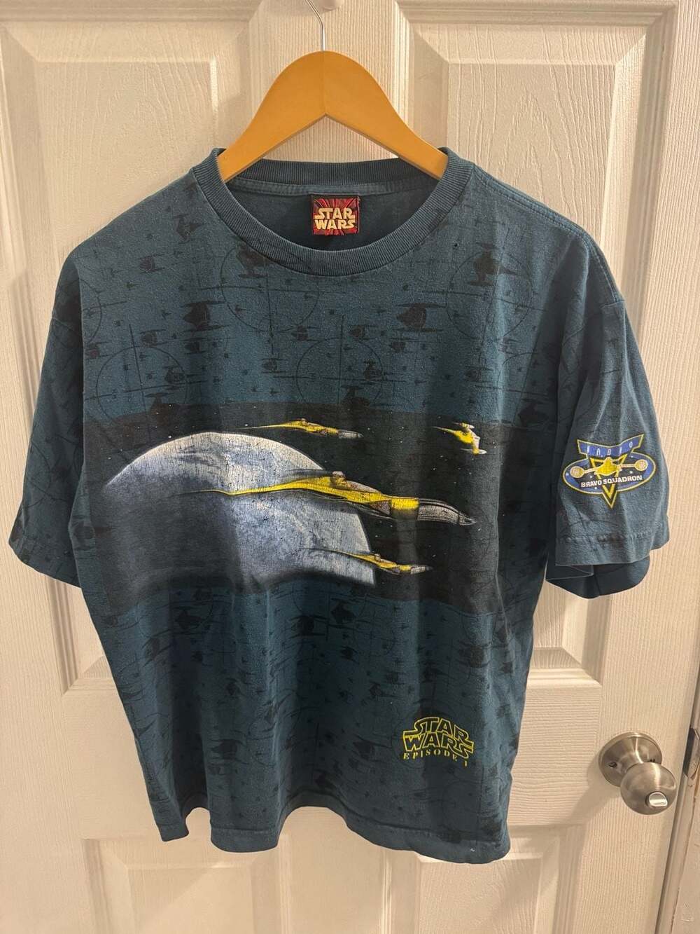Vintage Star Wars Episode 1 Naboo Starfighter Bravo Squadron T-Shirt Size XL